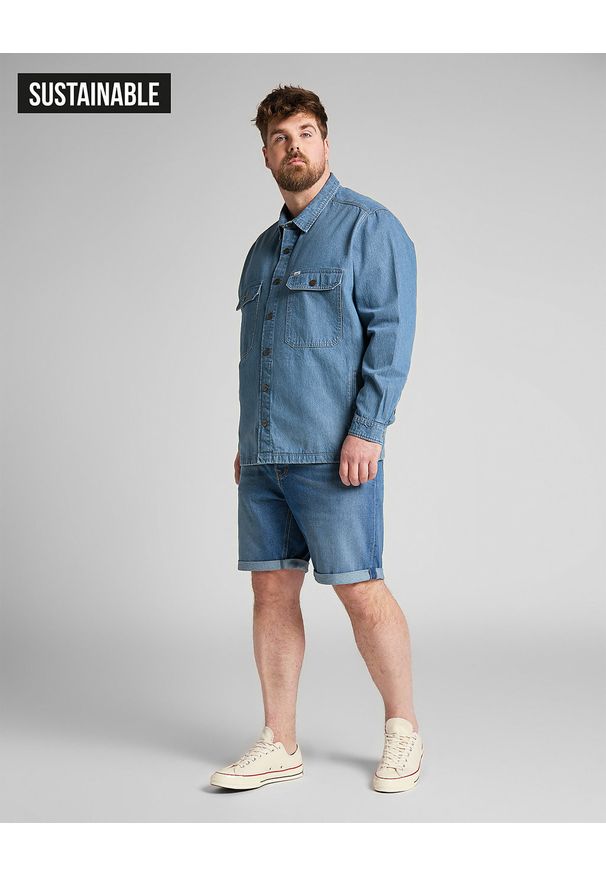 Lee - MĘSKA KOSZULA JEANSOWA LEE WORKWEAR OVERSHIRT GREY BALA L68DMMOJ 112117098. Materiał: jeans