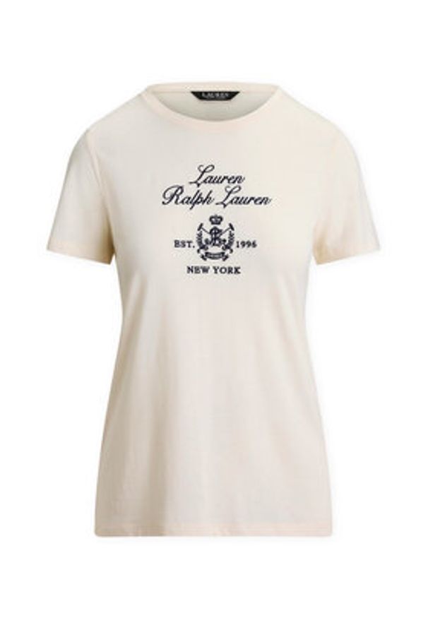 Lauren Ralph Lauren - LAUREN RALPH LAUREN T-Shirt 200P03725002 Beżowy Relaxed Fit. Kolor: beżowy. Materiał: bawełna