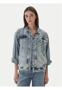 Mustang Kurtka jeansowa Arcata 1016944 Niebieski Loose Fit. Kolor: niebieski. Materiał: bawełna