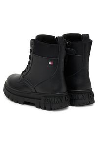 TOMMY HILFIGER - Tommy Hilfiger Trapery Lace-Up Bootie T3A5-34046-1695 S Czarny. Kolor: czarny. Materiał: skóra #3