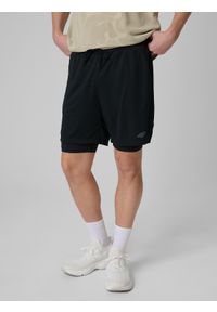 4f - 4F Spodenki treningowe szybkoschnące męskie - czarne M. Kolor: czarny. Materiał: skóra. Sport: fitness #2