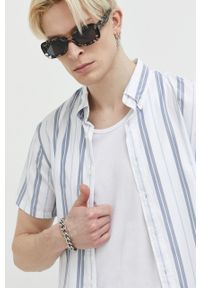 Abercrombie & Fitch koszula męska kolor biały regular z kołnierzykiem button-down. Typ kołnierza: button down. Kolor: biały. Długość rękawa: krótki rękaw. Długość: krótkie #4