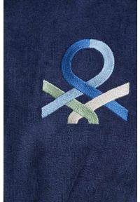 United Colors of Benetton szlafrok bawełniany kolor granatowy. Typ kołnierza: kaptur. Kolor: niebieski. Materiał: bawełna. Długość: długie #4