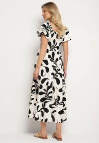 Born2be - Czarna Rozkloszowana Sukienka z Elastyczną Górą i Bufiastymi Rękawami Orrivene. Okazja: na co dzień. Typ kołnierza: dekolt kwadratowy. Kolor: czarny. Typ sukienki: proste. Styl: elegancki, casual #2