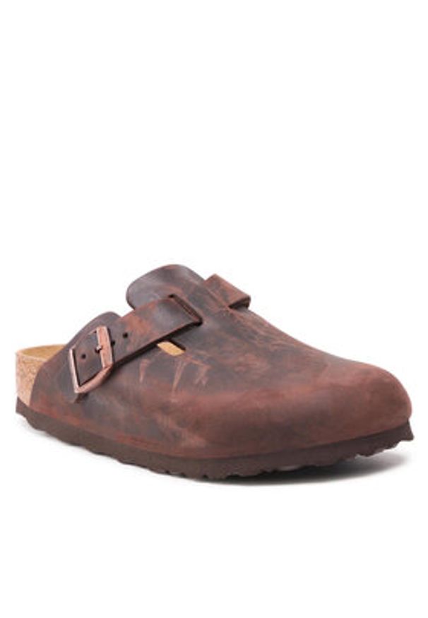 Birkenstock Klapki Boston Bs 860133 Brązowy. Kolor: brązowy. Materiał: nubuk, skóra