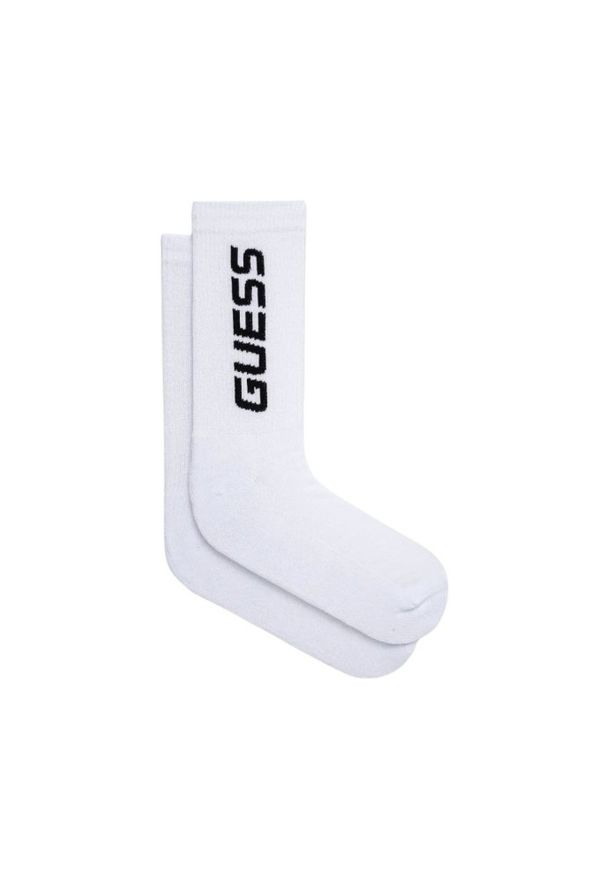 Guess - GUESS Białe sportowe skarpetki męskie Arlo. Kolor: biały. Materiał: dzianina