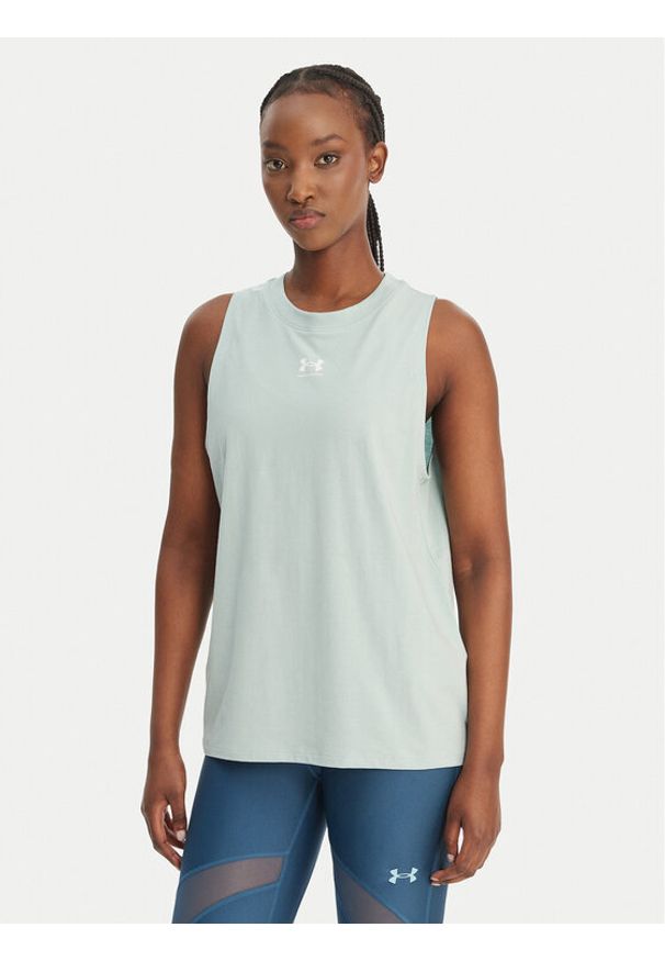 Under Armour Koszulka techniczna Rival Muscle 1383659 Zielony Regular Fit. Kolor: zielony. Materiał: bawełna