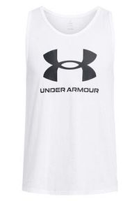 Under Armour - Koszulka męska tank top UNDER ARMOUR 1382883 bez rękawów. Kolor: biały. Długość rękawa: bez rękawów