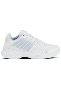 Buty do tenisa dla dzieci K-Swiss Court Express. Kolor: biały. Materiał: materiał, syntetyk. Szerokość cholewki: normalna. Sport: tenis