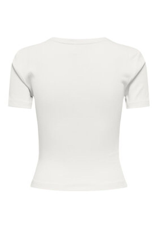 only - ONLY T-Shirt Femke 15369336 Kremowy Slim Fit. Kolor: kremowy. Materiał: bawełna
