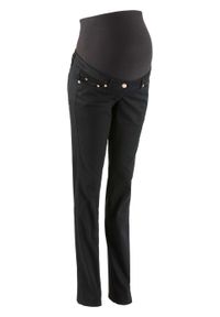 Spodnie ciążowe wyszczuplające, proste nogawki bonprix czarny. Kolekcja: moda ciążowa. Kolor: czarny #1
