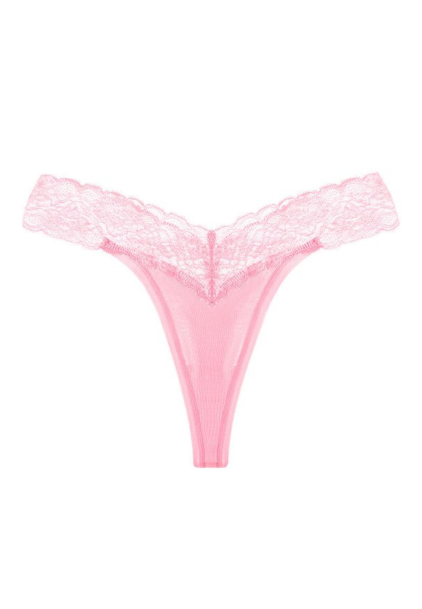 Intica - Stringi z koronkowym paskiem eleganckie i wygodne Seconda. Kolor: różowy. Materiał: koronka