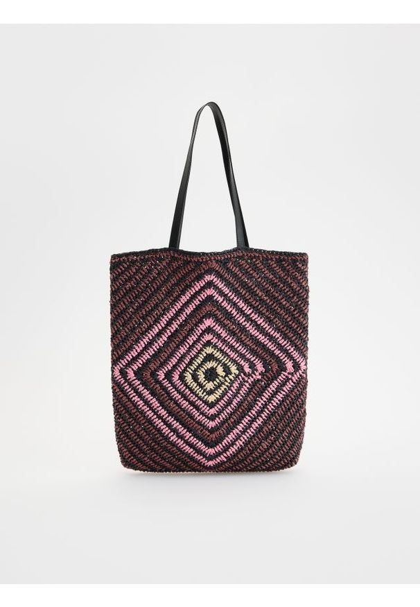 Reserved - Pleciona torebka shopper - wielobarwny