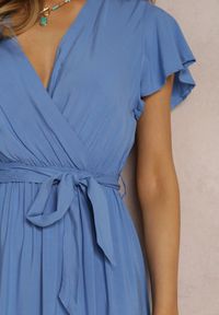 Renee - Niebieska Sukienka Metia. Kolor: niebieski. Materiał: materiał, tkanina. Wzór: geometria, gładki. Długość: maxi #4