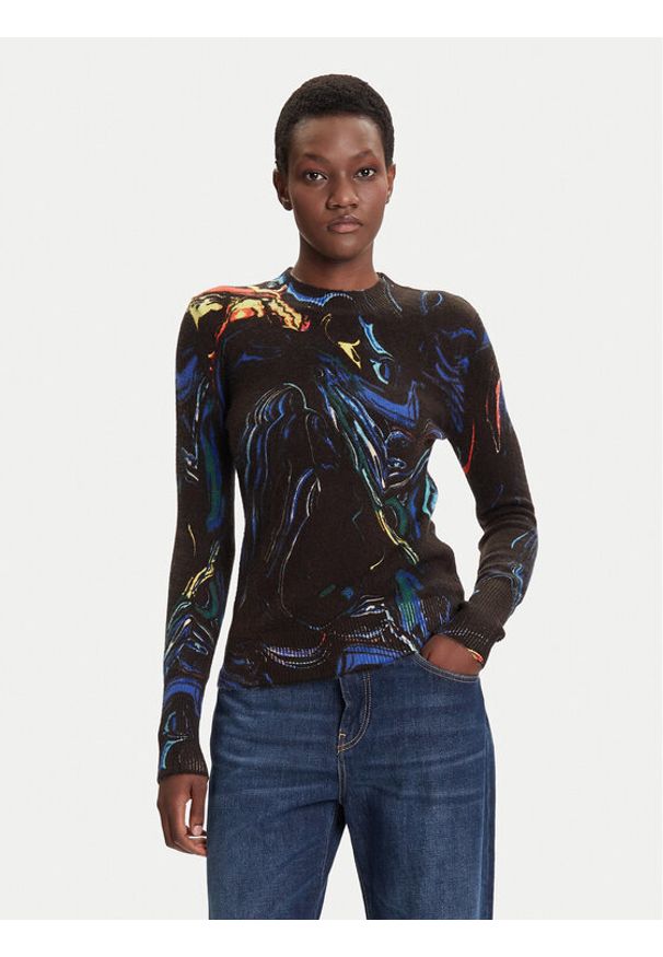Desigual Sweter Butterfly Lacroix 25WWJF05 Czarny Regular Fit. Kolor: czarny. Materiał: syntetyk