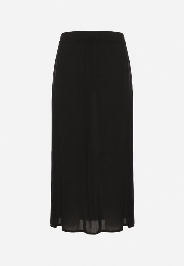 Born2be - Czarna Spódnica z Wiskozy o Rozkloszowanym Kroju Galinelle. Okazja: na co dzień. Kolor: czarny. Materiał: wiskoza. Styl: elegancki, casual