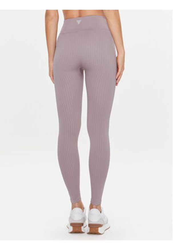 Guess Legginsy Rib-Seamless V4RB00 Z3CC0 Fioletowy Slim Fit. Kolor: fioletowy. Materiał: syntetyk