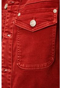 Pepe Jeans - Kurtka jeansowa Tiffany. Typ kołnierza: bez kaptura. Kolor: czerwony. Materiał: bawełna, materiał, denim, elastan, poliester. Wzór: gładki #6