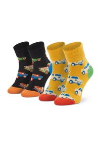 Happy-Socks - Happy Socks Zestaw 2 par wysokich skarpet dziecięcych KCAR19-9300 Kolorowy. Materiał: materiał. Wzór: kolorowy