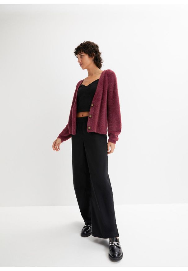 bonprix - Sweter rozpinany. Kolor: czerwony. Długość: krótkie