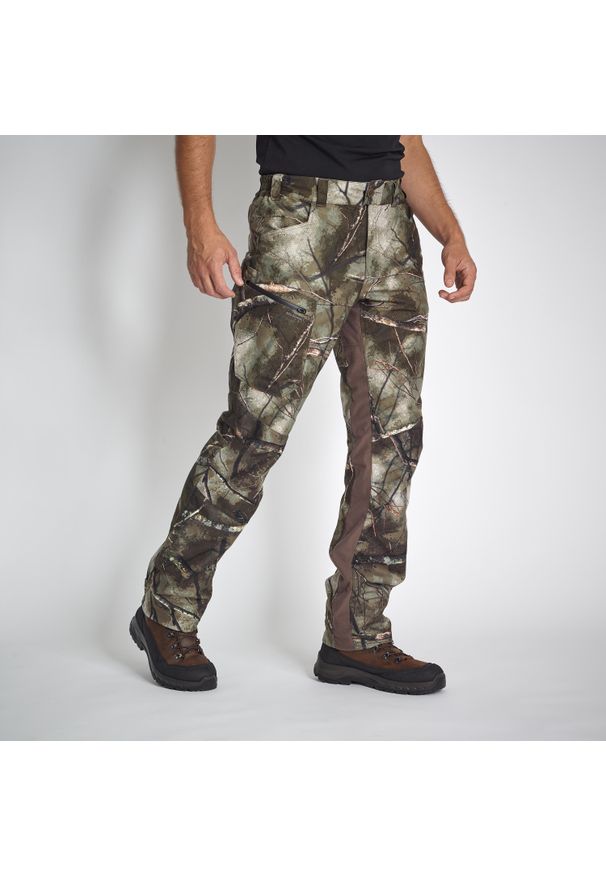 SOLOGNAC - Spodnie Solognac 500 camo treemetic WTP. Kolor: zielony, wielokolorowy, brązowy
