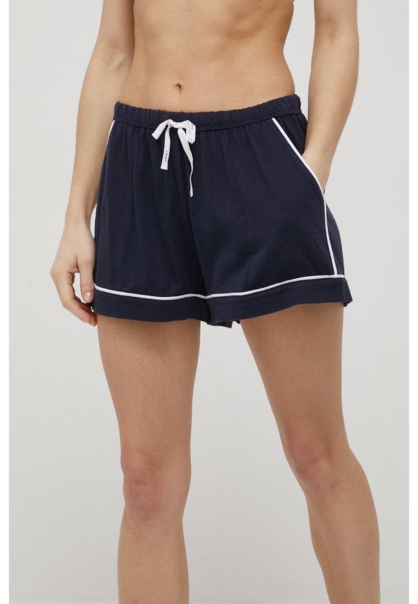 DKNY - Dkny - Piżama. Kolor: niebieski. Materiał: dzianina. Długość: długie