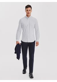 Pako Lorente - PAKO LORENTE – Koszula męska w szary prążek. Typ kołnierza: button down. Kolor: szary. Materiał: bawełna. Długość rękawa: długi rękaw. Długość: długie. Wzór: prążki #6