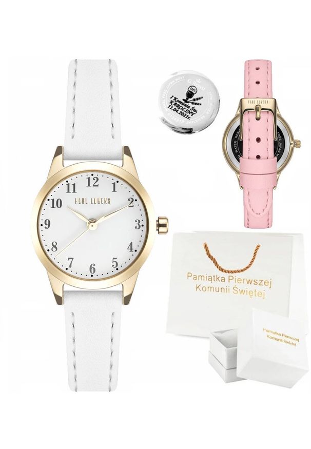 Zegarek dziecięcy Paul Lorens ALLIA - komunia + różowy pasek. Kolor: różowy