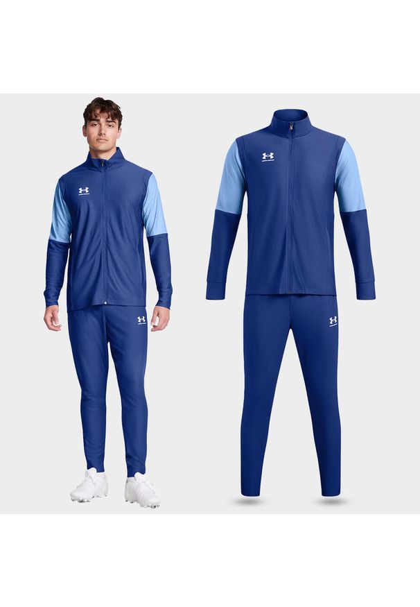Under Armour - Dres sportowy męski UNDER ARMOUR Tracksuit bluza + spodnie. Kolor: niebieski. Materiał: dresówka