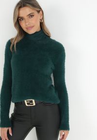 Born2be - Ciemnozielony Golf Wełniany Karle. Typ kołnierza: golf. Kolor: zielony. Materiał: wełna. Długość rękawa: długi rękaw. Długość: długie. Wzór: jednolity. Styl: klasyczny #1