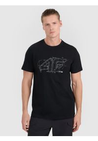 4f - 4F T-shirt regular z nadrukiem męski - czarny XXL. Okazja: na co dzień. Kolor: czarny. Materiał: jersey, materiał, bawełna. Długość rękawa: krótki rękaw. Długość: krótkie. Wzór: nadruk. Styl: sportowy, klasyczny, casual