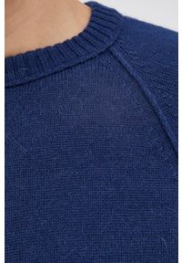 Sisley Sweter wełniany męski kolor granatowy. Okazja: na co dzień. Kolor: niebieski. Materiał: wełna. Długość rękawa: raglanowy rękaw. Styl: casual #5