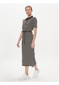 TOMMY HILFIGER - Tommy Hilfiger Sukienka codzienna Reg Breton Midi Polo Dress Ss WW0WW42030 Czarny Regular Fit. Okazja: na co dzień. Typ kołnierza: polo. Kolor: czarny. Materiał: bawełna. Typ sukienki: proste. Styl: casual. Długość: midi