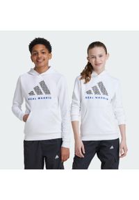 Adidas - Bluza z kapturem Real Madrid Kids. Typ kołnierza: kaptur. Kolor: biały. Materiał: materiał. Sport: piłka nożna #1
