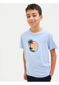 Jack&Jones Junior T-Shirt Palm 12269922 Błękitny Regular Fit. Kolor: niebieski. Materiał: bawełna