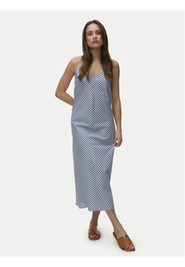 Vero Moda Sukienka letnia Selma 10345674 Granatowy Regular Fit. Kolor: niebieski. Materiał: bawełna. Sezon: lato