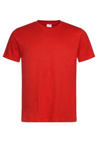 Stedman - Czerwony Bawełniany T-Shirt Męski Bez Nadruku -STEDMAN- Koszulka, Krótki Rękaw, Basic, U-neck. Okazja: na co dzień. Kolor: czerwony. Materiał: bawełna. Długość rękawa: krótki rękaw. Długość: krótkie. Styl: casual