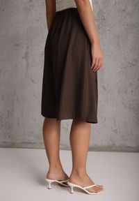 Renee - Brązowe Szeroki Szorty Eleganckie Bermudy High Waist z Zaszewkami w Talii Choniala. Okazja: na spotkanie biznesowe. Stan: podwyższony. Kolor: brązowy. Styl: elegancki #4