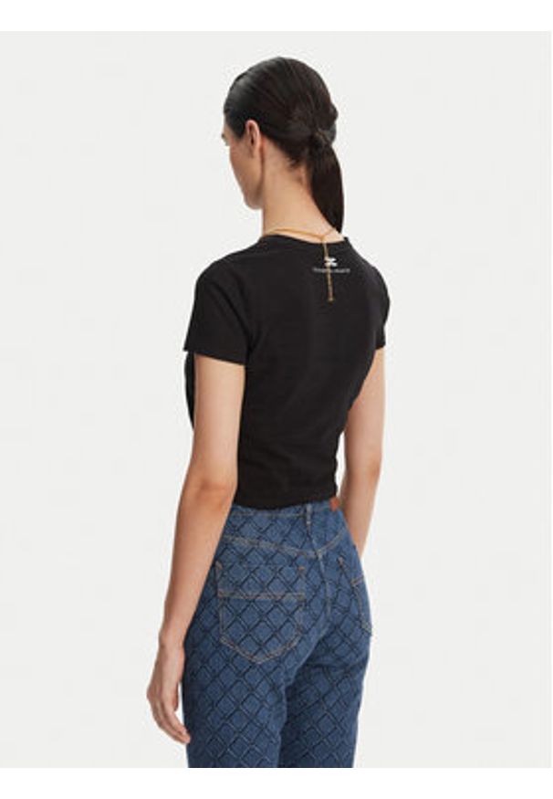 Elisabetta Franchi T-Shirt MA-006-51E2 Czarny Regular Fit. Kolor: czarny. Materiał: bawełna