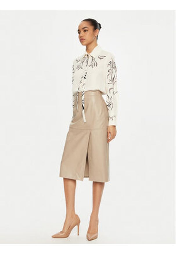 Marella Spódnica skórzana Bambino 2513401011 Écru Regular Fit. Materiał: skóra