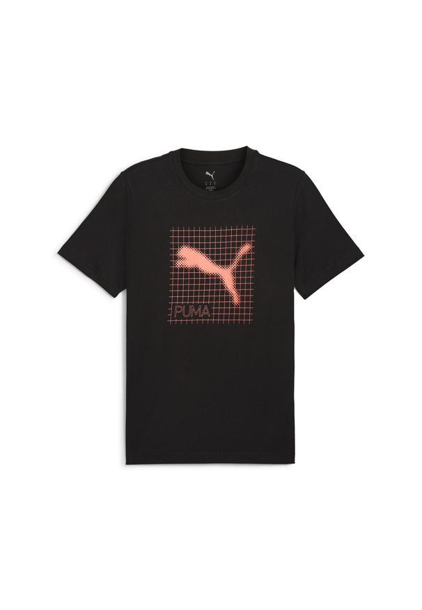 Puma - Męska koszulka z grafiką PUMATECH PUMA Black. Kolor: czarny. Materiał: guma. Wzór: kolorowy, nadruk. Sport: fitness