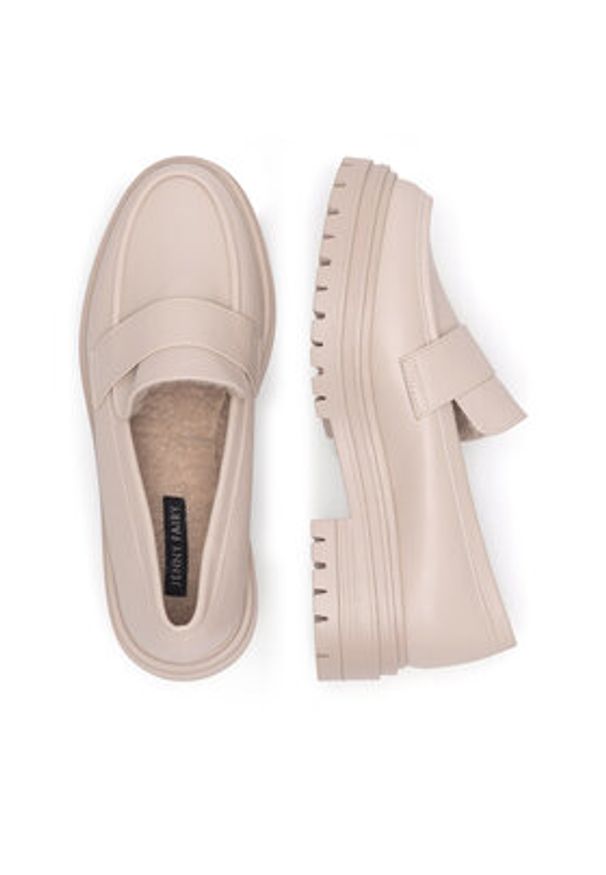 Jenny Fairy Loafersy WS5195-43 Beżowy. Kolor: beżowy. Materiał: skóra