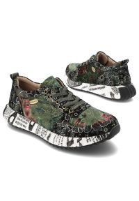 Zielone Sneakersy Laura Vita Eleganckie Obuwie Damskie Edycja Limitowana. Okazja: na co dzień. Kolor: zielony. Szerokość cholewki: normalna. Wzór: nadruk, aplikacja, kwiaty. Styl: elegancki #7