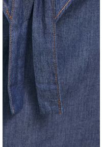 Love Moschino koszula bawełniana damska kolor granatowy relaxed z kołnierzykiem klasycznym. Typ kołnierza: kołnierzyk klasyczny. Kolor: niebieski. Materiał: bawełna. Wzór: aplikacja. Styl: klasyczny #2