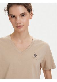 Beverly Hills Polo Club T-Shirt P-SS26W-TS516518 Beżowy Regular Fit. Typ kołnierza: polo. Kolor: beżowy. Materiał: bawełna #4