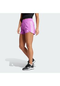 Adidas - Szorty Pacer Training 3-Stripes Woven High-Rise. Kolor: biały, wielokolorowy, fioletowy. Materiał: materiał