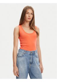 United Colors of Benetton - United Colors Of Benetton Top 3GA2DH010 Pomarańczowy Slim Fit. Kolor: pomarańczowy. Materiał: bawełna