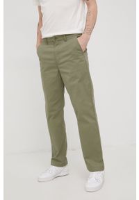 Lee spodnie męskie kolor zielony w fasonie chinos. Kolor: zielony. Materiał: materiał, bawełna, lycra, tkanina. Wzór: gładki