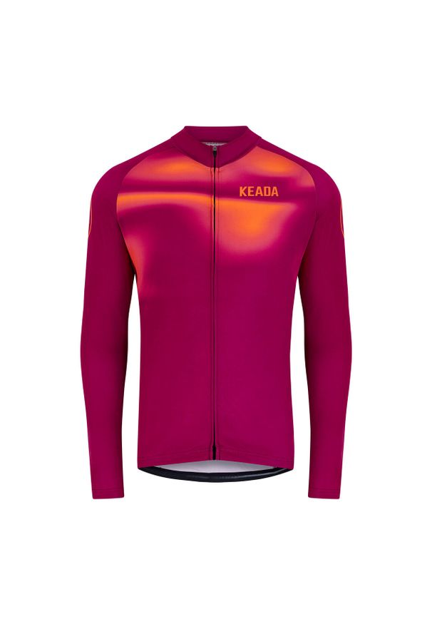 KEADA SPORTS - Męska koszulka rowerowa z długim rękawem - Onwards Three. Kolor: czerwony. Długość rękawa: długi rękaw. Długość: długie. Sport: kolarstwo