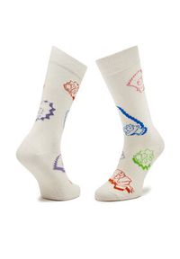 Happy-Socks - Happy Socks Skarpety wysokie unisex SIM01-1300 Écru. Materiał: materiał, bawełna